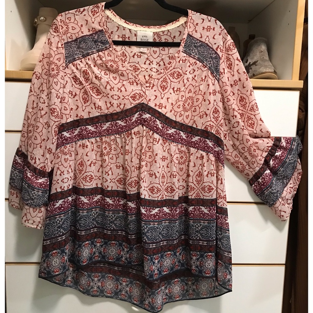 Bohemian Pink and Blue Women's Top